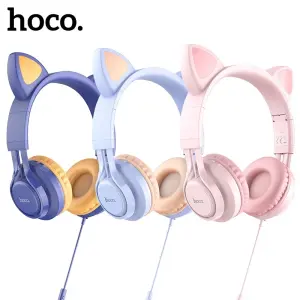 Cat ear Headphones, Cat ear Headphones - Hoco W36 - Dream blue, built-in microphone, noise canceling, ts volume adjustment