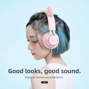 Cat ear Headphones, Cat ear Headphones - Hoco W36 - Dream blue, built-in microphone, noise canceling, ts volume adjustment