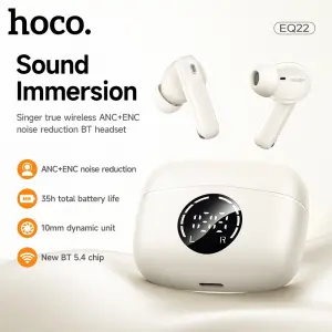 【Connect two devices】HOCO EQ22 TWS Wireless Headset ANC+ENC Noise Reduction Bluetooth Headset BT5.4 With Mic In-ear