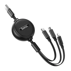 Hoco 3in1 drawstring charging cable Smart design, foldable, 3-in-1 charging cord, super convenient, anti-tangle silicone cord
