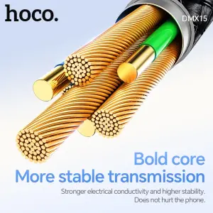 Hoco DMX15 USB to LN fast charging phone charging cable, 1 meter long cord, 2.4A fast charging