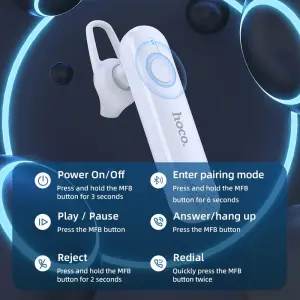 HOCO E63 Bluetooth Headphones Businessman Wireless Headphones Mini Portable Bluetooth 5.0 Headphones Handsfree Phone Mic Call Music For i*s And Android Phone