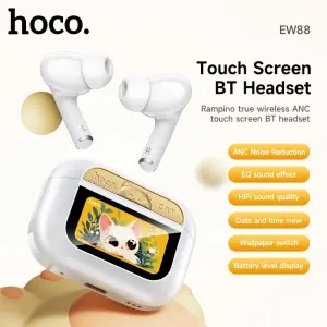 HOCO EW88 TWS True Wireless ANC Noise Reduction Earphone BT5.4LED Intelligent Touch Screen Bluetooth Headset With Mic HIFI