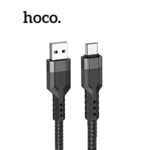 Hoco U110 USB to TypeC fast charging cable for data transfer, for iPhone 15/16/17/Android anti-tangle fabric, 120cm long
