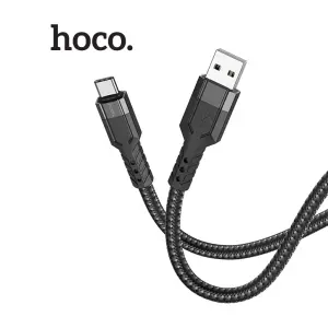 Hoco U110 USB to TypeC fast charging cable for data transfer, for iPhone 15/16/17/Android anti-tangle fabric, 120cm long