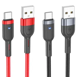 HOCO U117 USB TO Type-C Cable Smart Power-Off Charging Data Cable 2.4A Fast Charging Auto Disconnect & Recharge Cable 1.2M