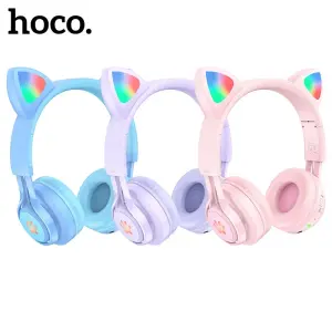 Hoco W21 / W39 Cute cat ear bluetooth Headphone for women / children, Cute, genuine Wired Gaming Headset