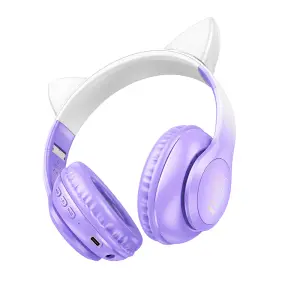 HOCO W42 Cat Ears Cute Wireless Bluetooth Headphones Portable Foldable BT5.3 Headset Gaming Over The Ear Headphone