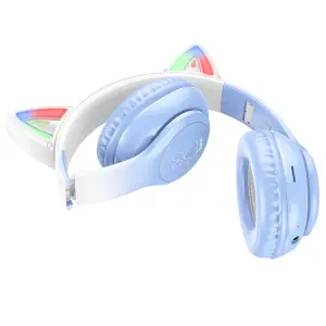 HOCO W42 Cat Ears Cute Wireless Bluetooth Headphones Portable Foldable BT5.3 Headset Gaming Over The Ear Headphone