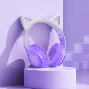 HOCO W42 Cat Ears Cute Wireless Bluetooth Headphones Portable Foldable BT5.3 Headset Gaming Over The Ear Headphone