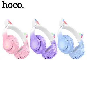 HOCO W42 Cat Ears Cute Wireless Bluetooth Headphones Portable Foldable BT5.3 Headset Gaming Over The Ear Headphone