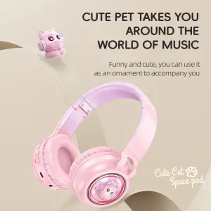 HOCO W50 Cute Over-ear Bluetooth Headphones Wireless Headset RGB Lighting Bass Stereo 400mAH