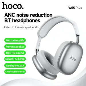 HOCO W55 Plus Wireless Headphones ANC Noise Reduction Bluetooth Headphones BT5.4 Stereo Sports Gaming