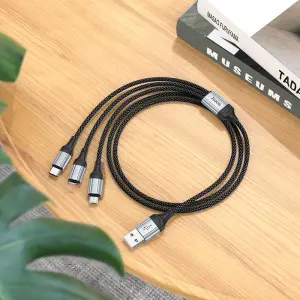 HOCO X102 3in1 Fast Charging Cable 2.5A USB port f...