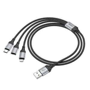 HOCO X102 3in1 Fast Charging Cable 2.5A USB port f...