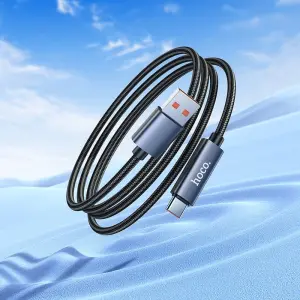 HOCO X112 USB Type C Cable 5A Fast Charging Data Cable For USB to Type C Cable With LED Charging Digital Display 1 Meter For Notebook