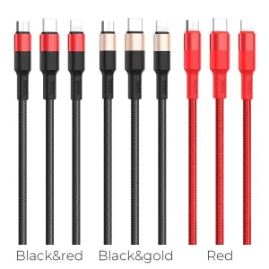 Hoco X26 Data Line 3 in 1 USB Multi Charging Data Cable Fast Charging Cable For i*PH / Micro / Type C Android 1M Charging Cable