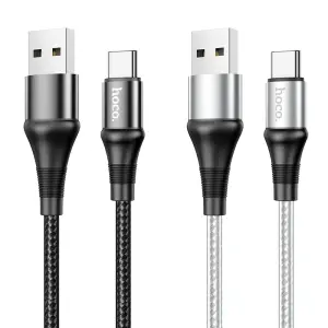 Hoco X50 3A Cable Micro USB Type C I*OS Fast Charging Cable Nylon Braided For Mobile Safety Durable For Phone 1M Data Sync Charger Cable