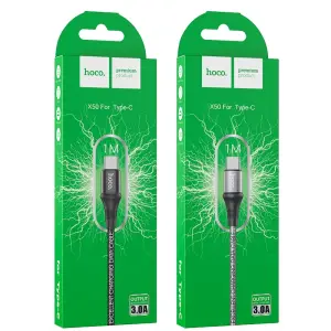 Hoco X50 3A Cable Micro USB Type C I*OS Fast Charging Cable Nylon Braided For Mobile Safety Durable For Phone 1M Data Sync Charger Cable