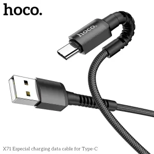 Hoco X71 fast charging cable USB to Type C pin, anti-slip braided wire, length 1 meter