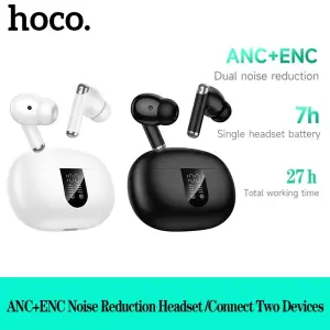 【NEW Connect Two Devices】HOCO EQ26 TWS True Wireless Headset ANC+ENC Noise Reduction Bluetooth Earphone With Mic Stereo