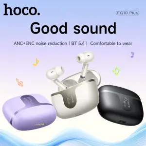 Usage time: 7 hours】HOCO EQ10 Plus TWS True Wireless Headset ANC+ENC Noise Reduction Bluetooth Earphone BT5.4 With Mic in-Ear