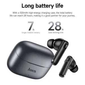 【Use Time:7 Hours】HOCO EQ27 Smart Ai Translation Bluetooth Headset ANC+ENC Noise Reduction Wireless Earphone In-ear Earbuds